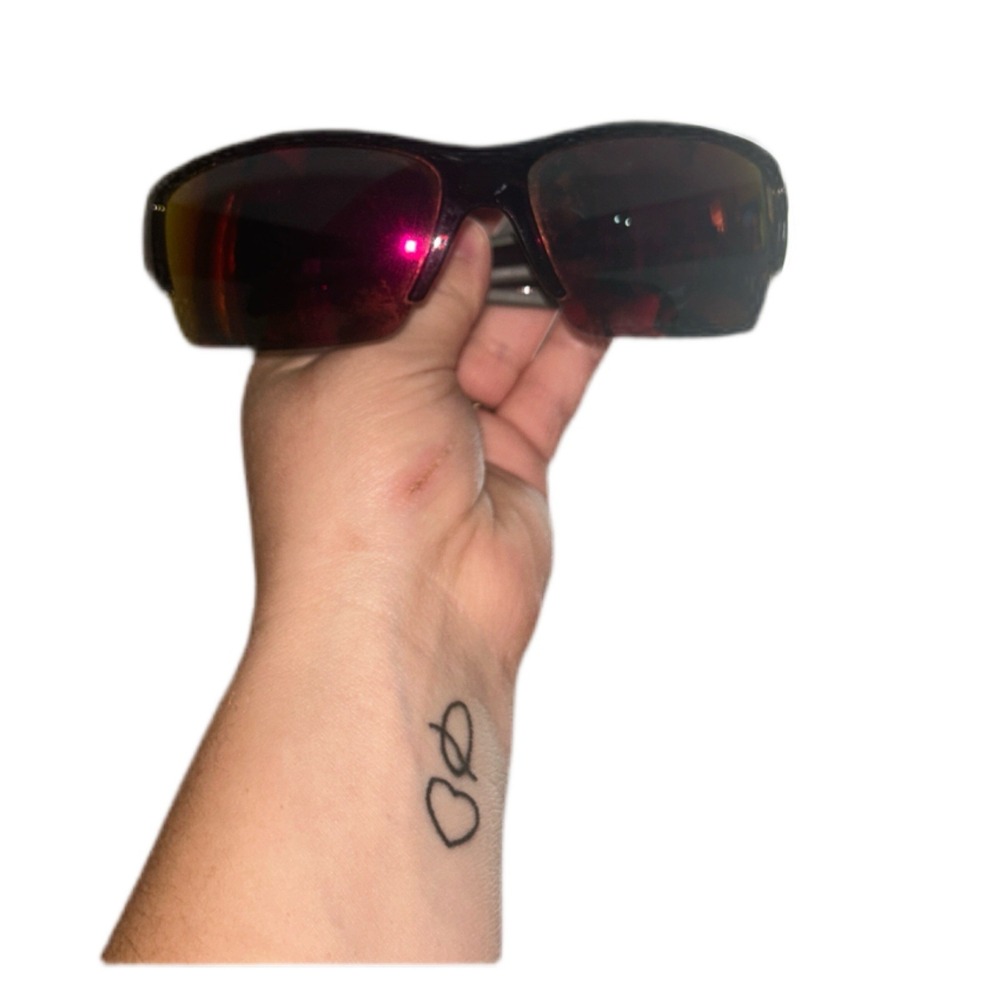 Y2K Drop Kick Sport Sunglasses M11203 Black Wrap Shield Shatterproof Lens Orange